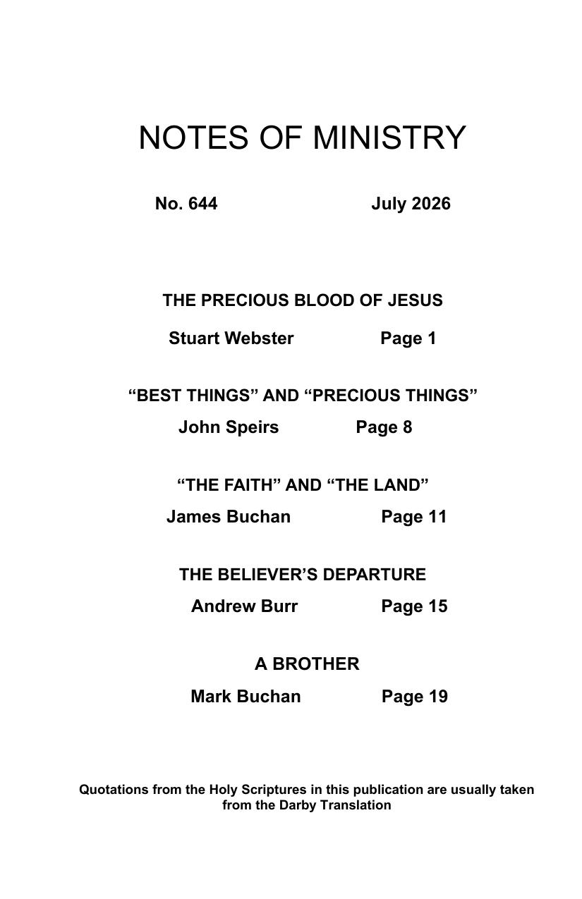 Notes of Ministry - 644 - July 2026
