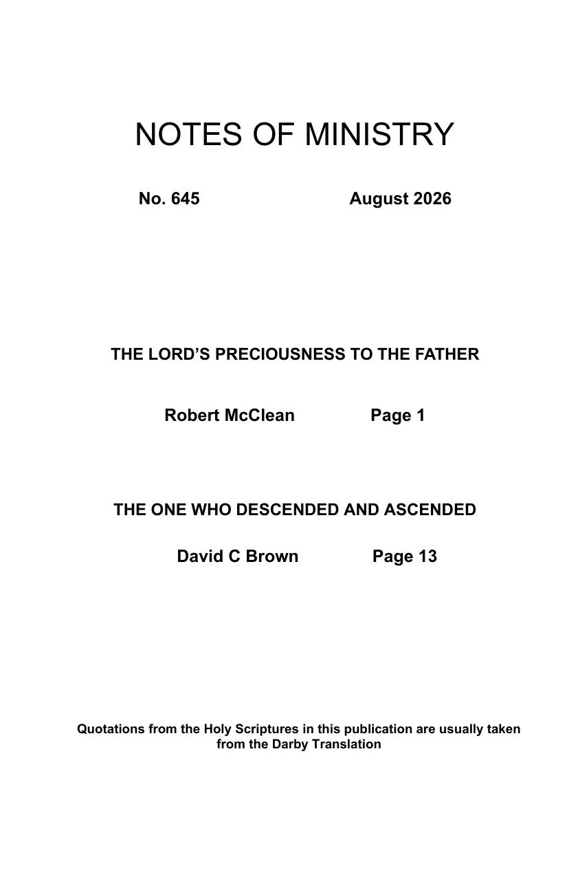Notes of Ministry - 645 - August 2026