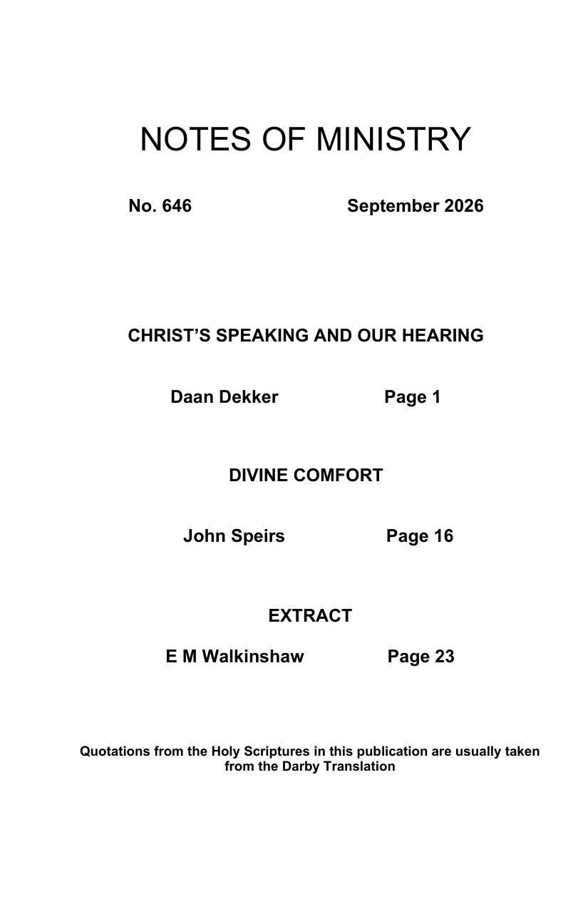 Notes of Ministry - 646 - September 2026