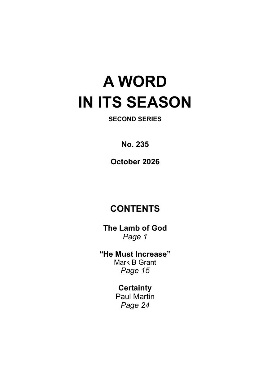 A Word in its Season 235 - October 2026